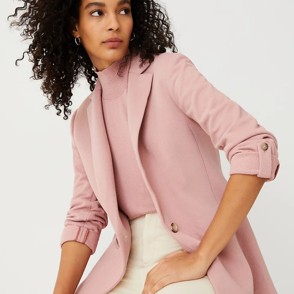 NWT Ann Taylor Knit Blazer in Powder Rose Pink 🌹